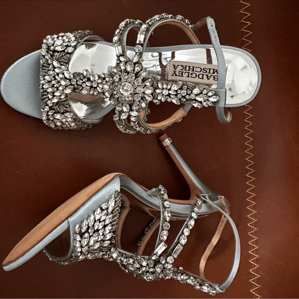Blue satin sandal